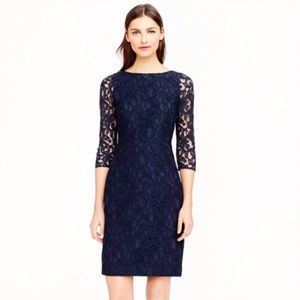J.Crew Navy Natalia Dress in Leavers Lace